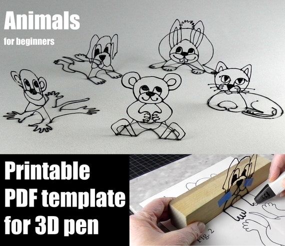 Five Animals for Beginners Printable Tutorial 3d Pen | Etsy