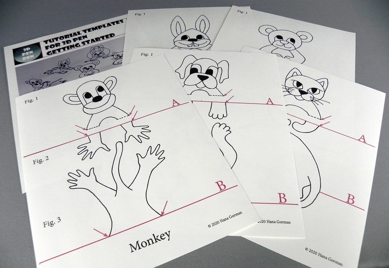 Five Animals For Beginners Printable Tutorial 3d Pen Template Etsy