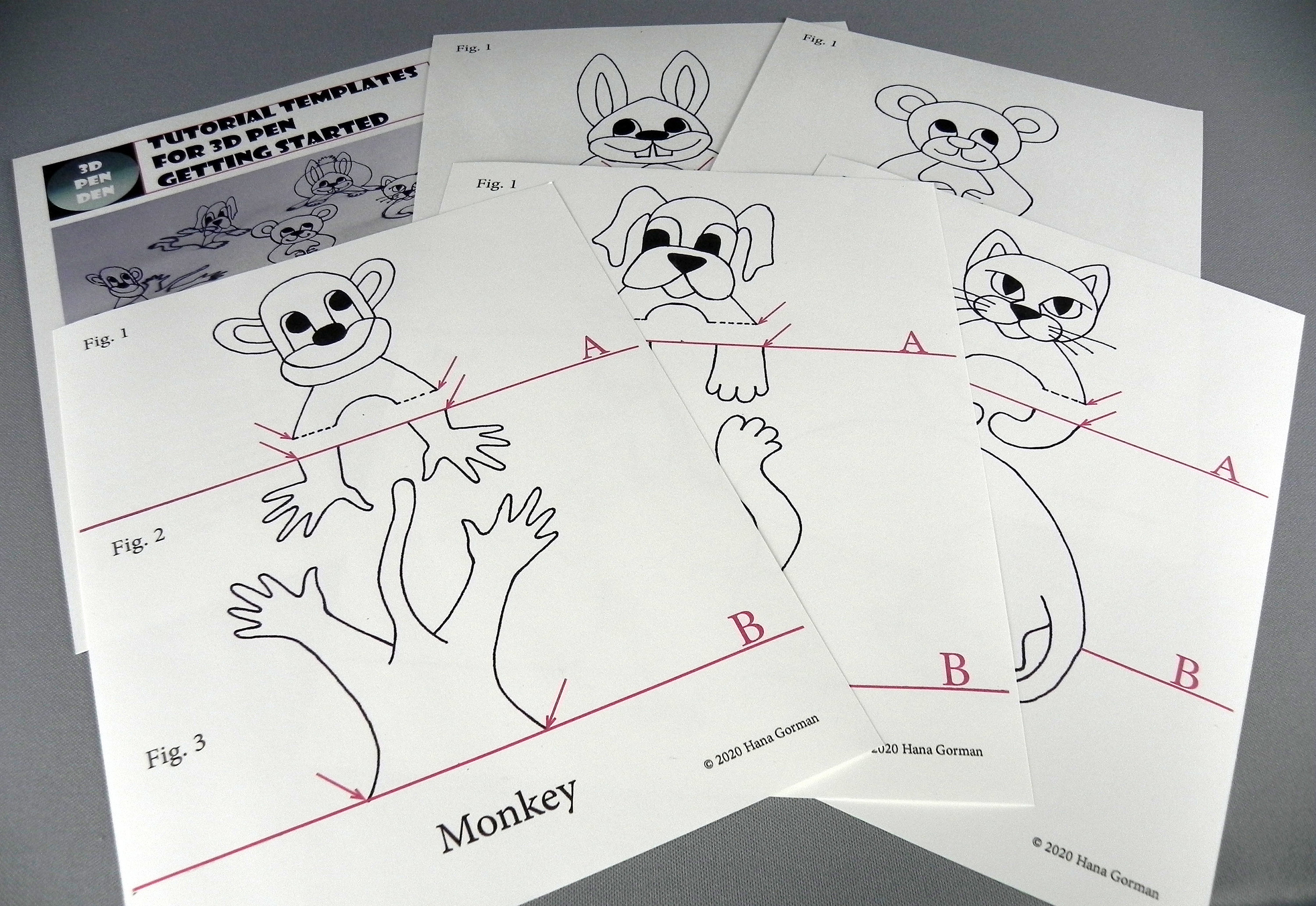 Five Animals for Beginners Printable Tutorial 3d Pen Template Etsy