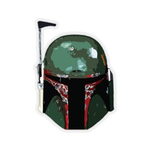 Boba Fett Helmaufkleber | Sci FI Kiss-Cut Aufkleber | Klassischer Boba Fett Aufkleber | Mandalorian Helm | Kopfgeldjäger Art