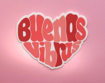 Buenas vibras good vibes evil pink heart Spanish sticker