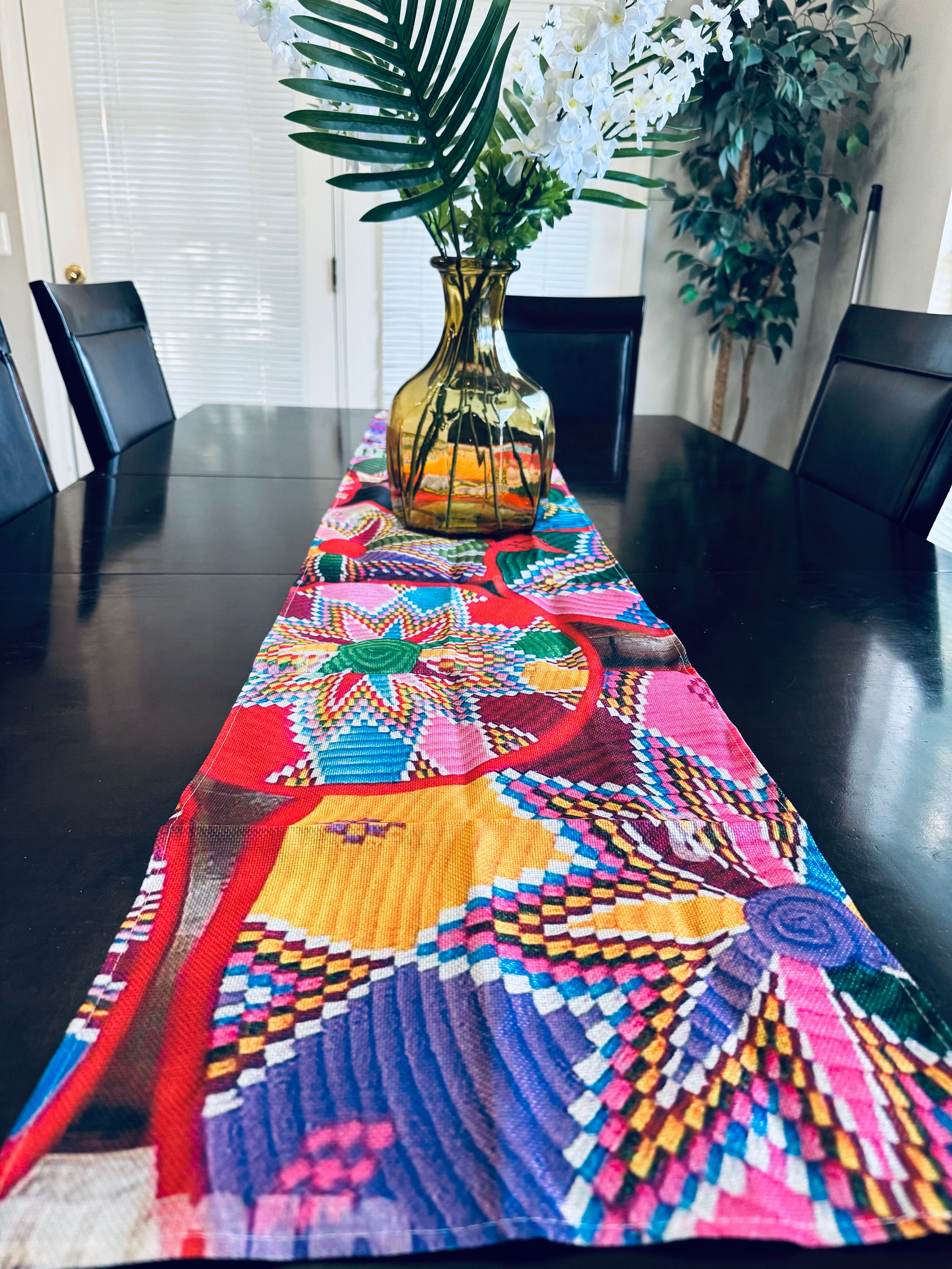 Ethiopian Eritrean Habesha Mesob bright color table runner