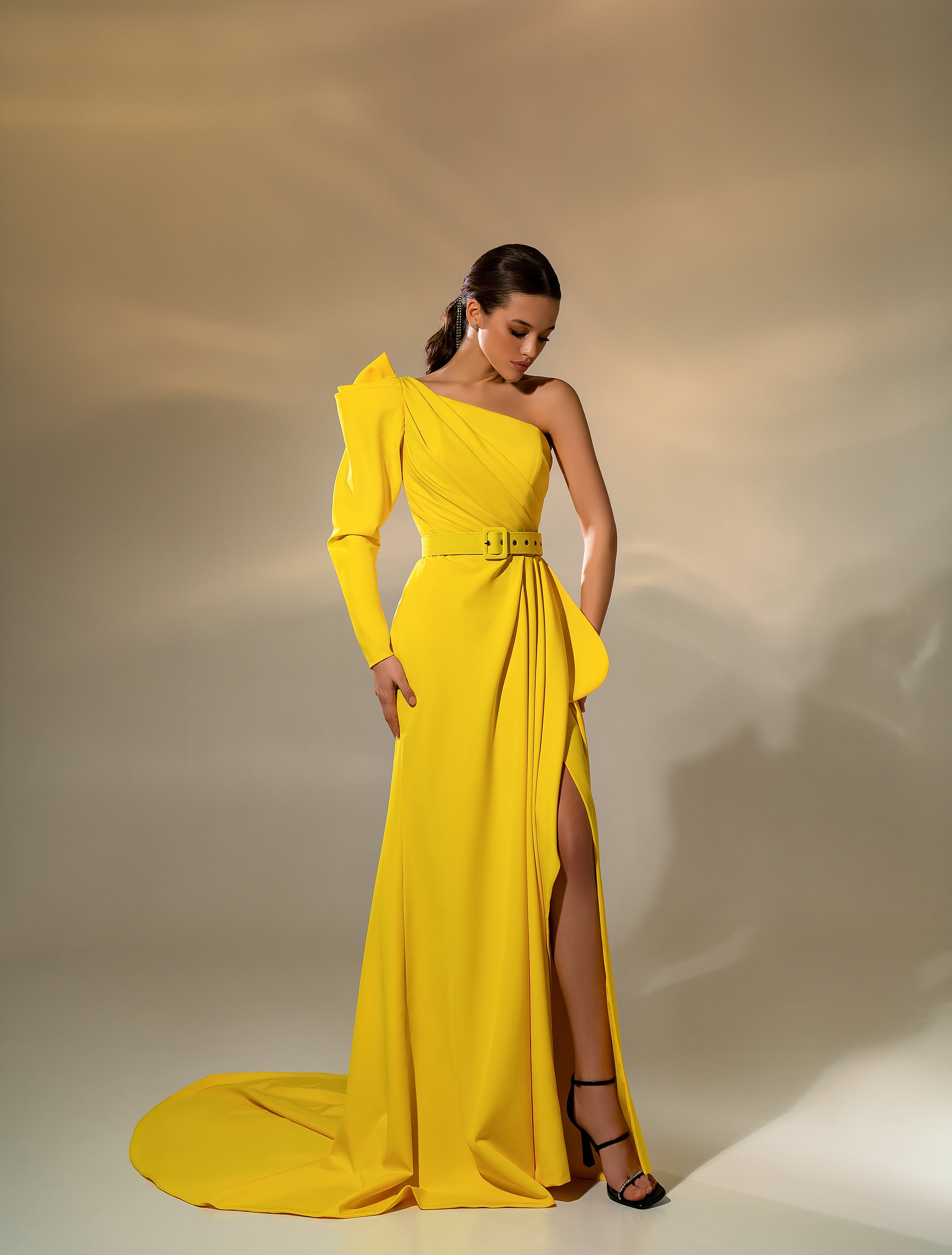 yellow evening dress