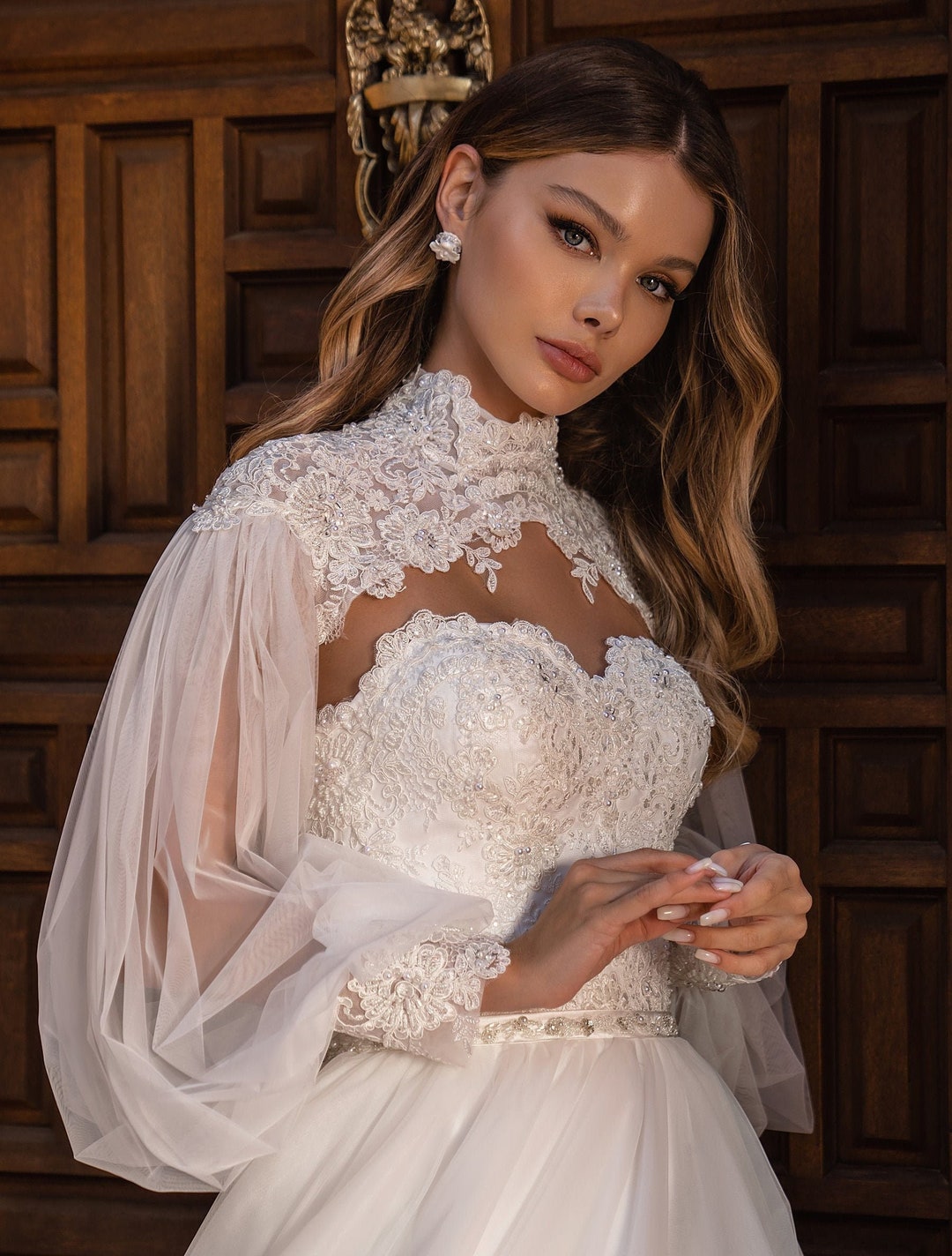 Add On Sleeves For Wedding Dress Detachable Sleeves Wedding Dress, Wedding Dress Cape, Two in One