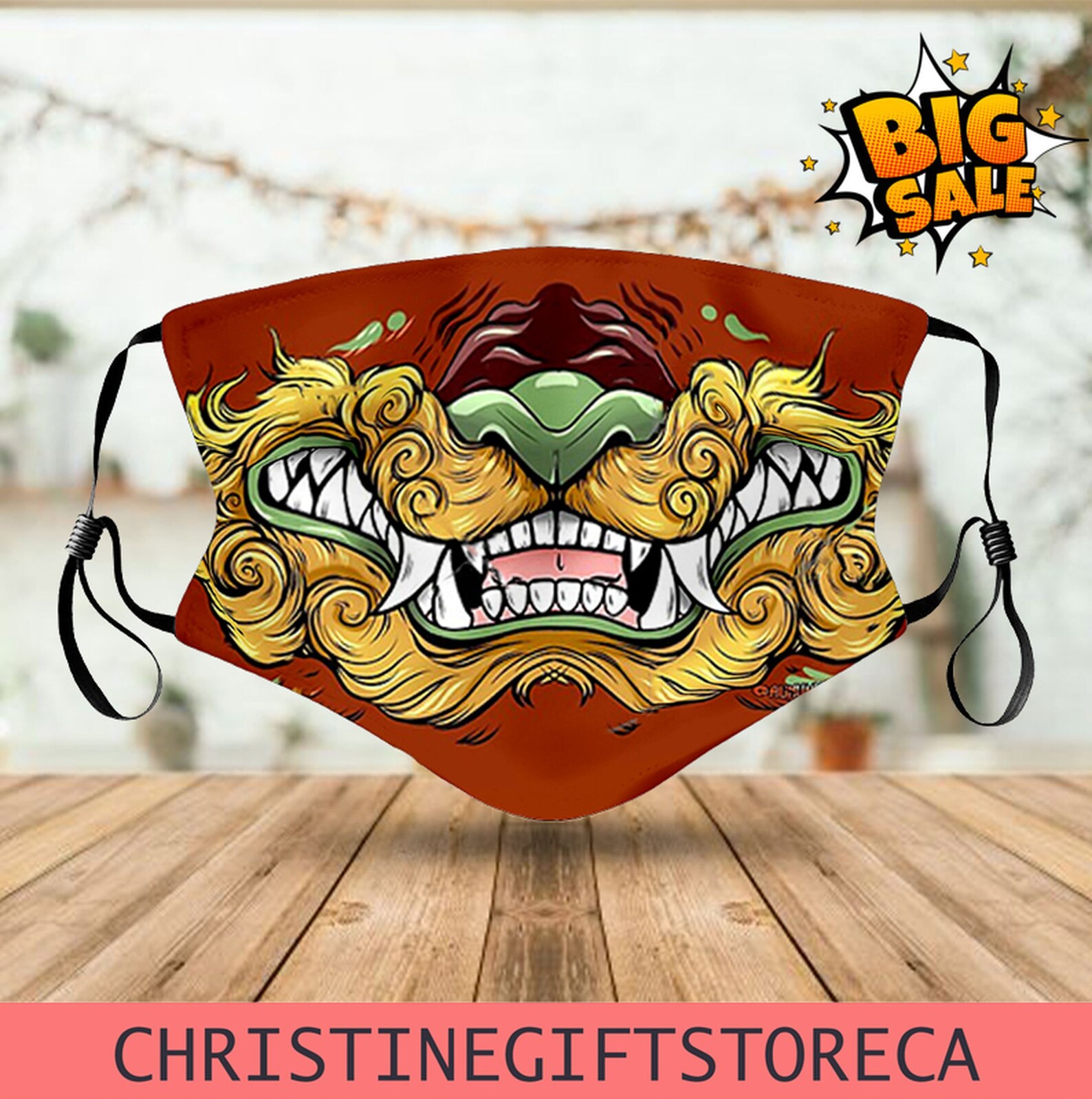 Foo Dog Grin Mask Foo Dog Cute Mask Design Masks Face Mask | Etsy