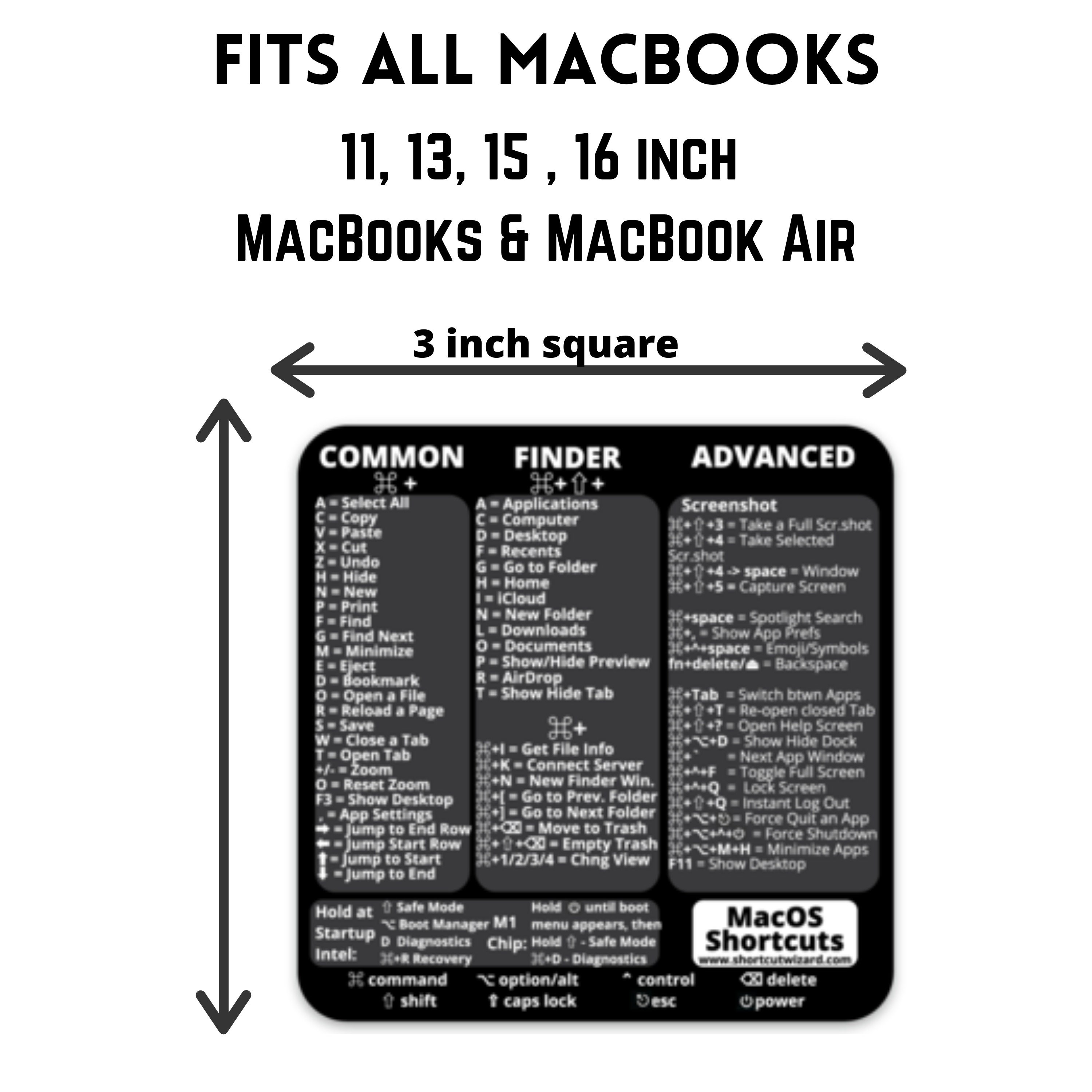 Premium Mac OS Shortcut Decal Sticker Cheat Sheet – Most Used Keyboard ...