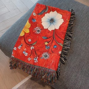 Woven Throw Blankets - Traditional Turkish Marbling Design -  Eco Friendly - Pure Cotton