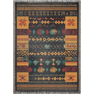 North Africa Amazigh Pattern - Cotton Throw Blanket Tapestry - Cultural Art