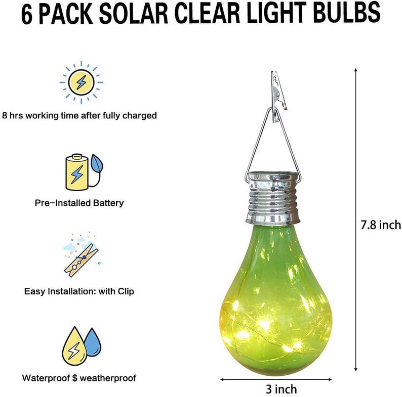 Hanging LED Light for Fairy Garden Party Decor #24 -flowlight Camping Light Solar Light Bulbs Globe Hanging Bulb Lights for Outdoor