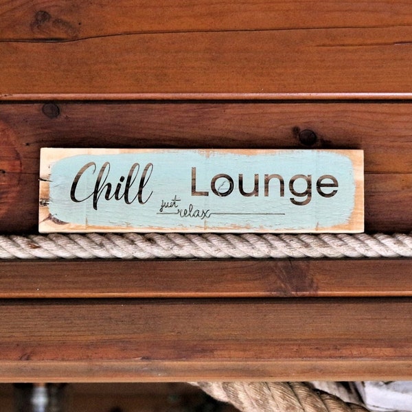 Chill Lounge just Relax, Holzschild, Dekoschild, Upcycling Palettenholz