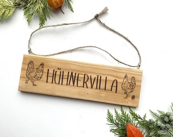 Hühnerstall Schild | Holzschild Hühnervilla | Geschenk für Hühnerliebhaber | Vintage Shabby Chic | Upcycling