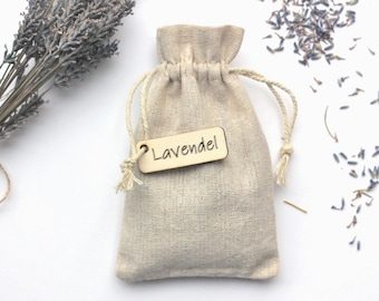Lavendelsäckchen, Lavendelblüten im Leinensäckchen, Größe 9cm x 15cm, gefüllt mit 15g sehr stark duftenden Lavendel