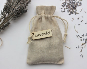 Lavender bag, lavender flowers in a linen bag, size 9 cm x 15 cm, filled with 15g of very strongly scented lavender