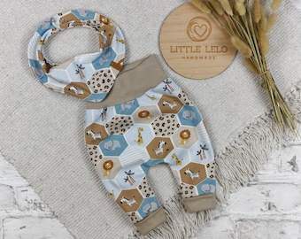 Conjunto pantalón + bufanda con motivo animal safari