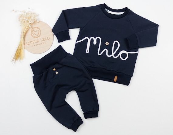 Personalisiertes Set Hose + Sweater mit Namen - navy