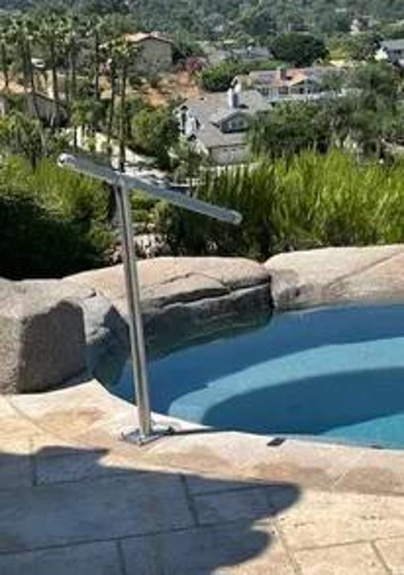 316 Stainless Steel Pool Handrail – Modern Single-post Sculptural Pool ...