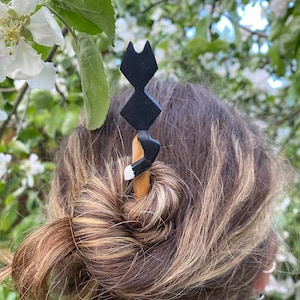 Cat hair sticks made from birch wood. Zero waste and sustainable handmade hair accessories.
