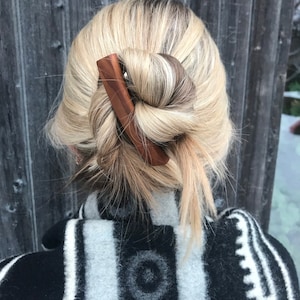 Reclaimed thermo wood hair clips. French barrette hair claws.