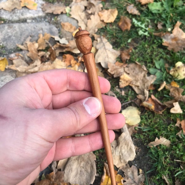 One of a kind acorn hair sticks. Hand carved apple tree hairpins.
