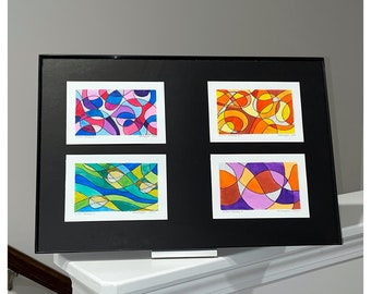 Colorful Abstract Paintings, Original Watercolor and Ink Art