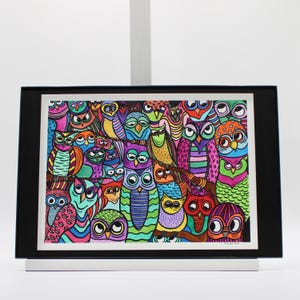 Original Whimsical Owl Watercolor Painting: Colorful Nature Art (11x15 inches)