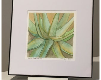 Agave Plant Painting, Original Watercolor Art