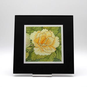 Original Watercolor Begonia Painting: Botanical Floral Wall Art (8x8 inches)