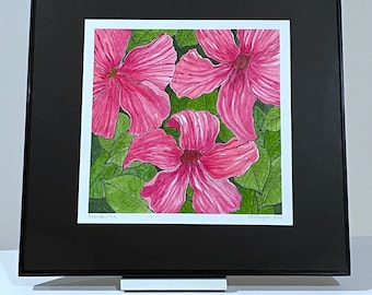 Hand-painted Watercolor and Ink Floral Art - Botanical Home Decor -