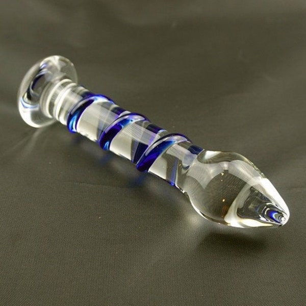 7 Inch Crystal Glass Dildo with Raised Spirals, Glass Massage Wand Dildo, Glass Sex Toy for Woman and Man, Glass Anal Plug #DILDO172