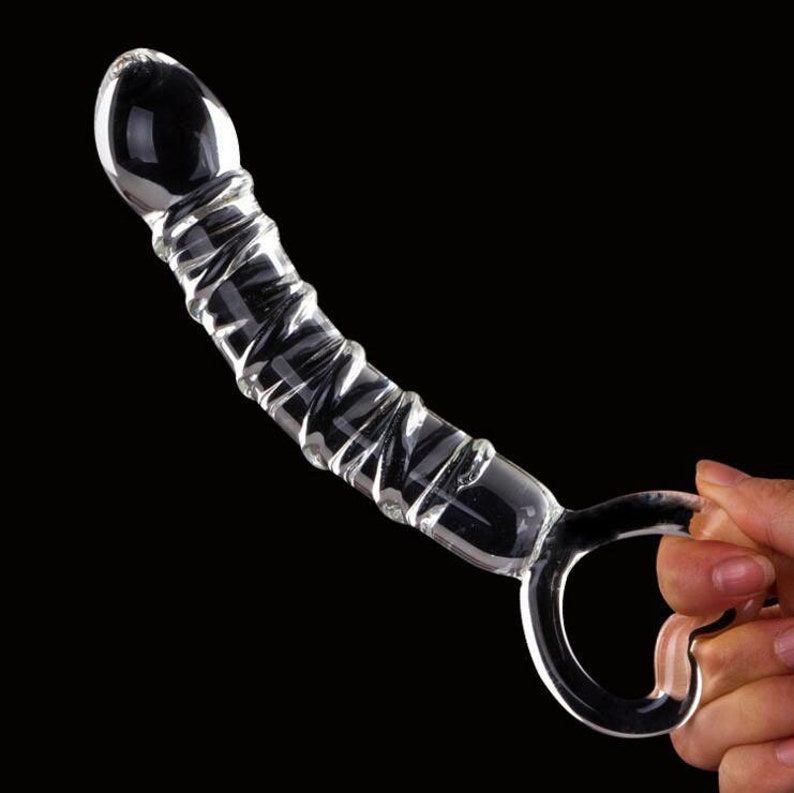 Heart Crystal Glass Dildo Ribbed Clear Dildo Glass Anal Butt image 1