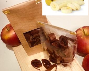 Pâte de fruits pomme-banane, collation végétalienne, sans sucre ajouté, roulée naturelle