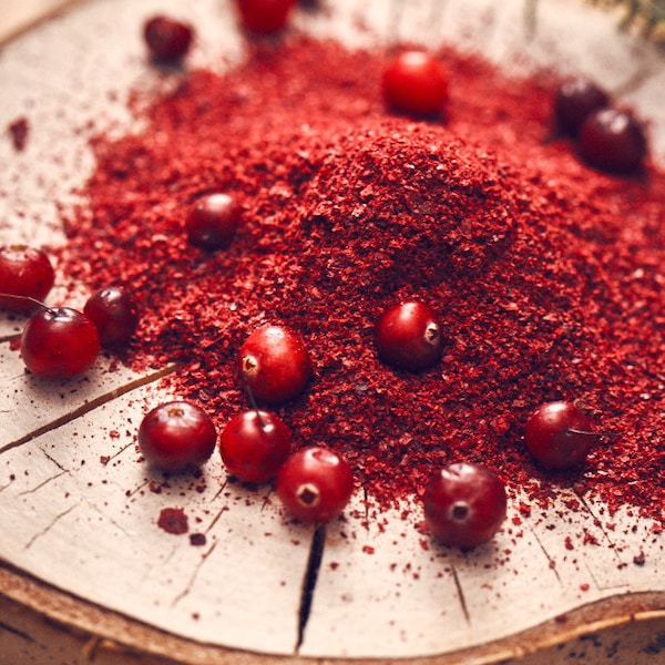 Wild cranberries powder, (Vaccinium oxycoccos L), Organic berries, RAW, Vegan