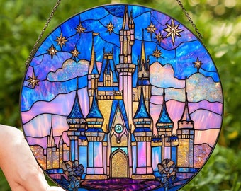 Disneyland Castle Suncatcher, Magic Kingdom Suncatcher, Vintage Disney Decor, Disneyland Window Gifts Suncatcher, Magical Kingdom Ornament