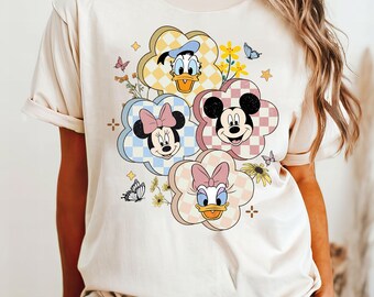 Vårmöss vänner komfortfärger skjorta, Musse Pigg skjorta, Musse Mimmi Donal Daisy skjorta, Disney matchande t-shirt, Disney familjesemesterskjorta