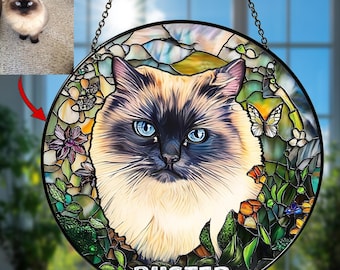 Attrape-soleil pour portrait d'animal de compagnie personnalisé : vitrail en acrylique pour fenêtre