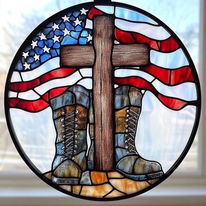 Laarzen Amerikaanse vlag Suncatcher: Patriotic Memorial Day Decor