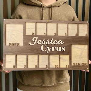 Personalized School Years Photo Frame: Pre-K to Graduation Wood Display