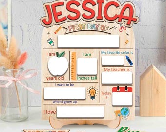 Personalized First and Last Day of School Sign: Photo Prop, Dry Erase Board