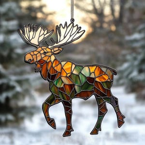 Acryl zonnevanger eland: rustieke raamhanger, jachtcadeau