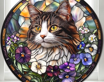 Attrape-soleil pour portrait d'animal de compagnie personnalisé : oeuvre d'art pour fenêtre en acrylique style vitrail