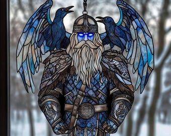 Atrapasueños vikingo de Odín: decoración de vidrieras con motivos de la mitología nórdica