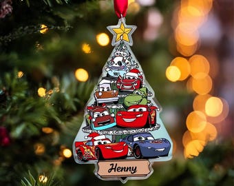 Personalized Lightning McQueen Ornament, Christmas Tree Decor