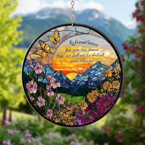 Stained Glass Retirement Suncatcher Personalized Floral Retirement Window Decor, Colleague Retirement Keepsake, Retirement Gift For Coworker