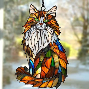 Colorful Cat Suncatcher: Acrylic Window Hanging, Cat Lover Gift
