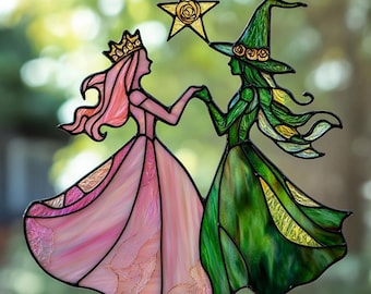 Wicked Musical Suncatcher: Elphaba and Glinda Besties Window Hanging