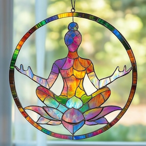 Yoga Suncatcher: Acrylic Ornament, Boho Decor
