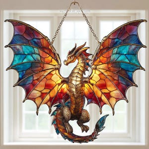 Majestic Dragon Suncatcher Window Hanging | Fantasy Gothic Acrylic Decor | Unique Gift for Dragon Lovers & Mythical Creature Fans