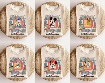 Retro Walt Disneyworld-shirt Mickey en zijn vrienden
