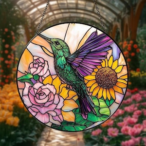 Hummingbird Suncatcher: Faux Stained Glass Window Hanging