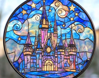 Disneyland Castle Suncatcher: Vintage Stained Glass Window Ornament